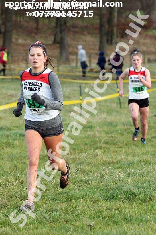 Womens under-17s and under-20s cross country, 2019 North Eastern Cross Country Champs., Alnwick, Northumberland.  Photo: David T. Hewitson/Sports for All Pics